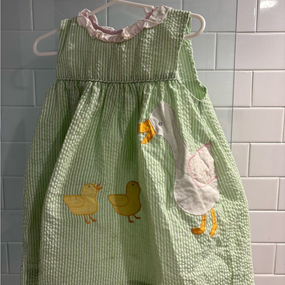 Petit Ami - Green Striped Seersucker Dress